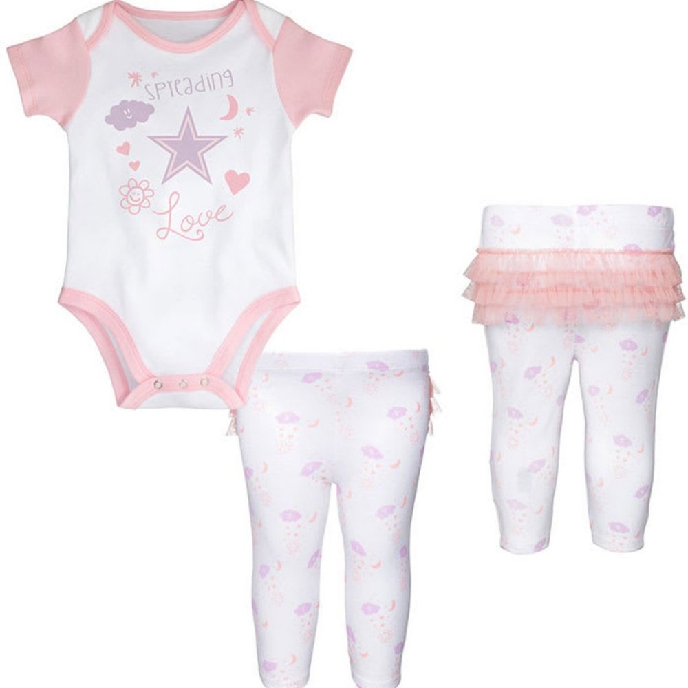 Dallas Cowboys Infant Girls Pink Spreading Love Set Top and Bottom